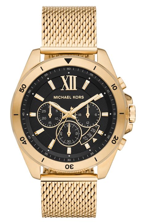 Michael Kors Brecken Chronograph Stainless Steel Mesh Watch .